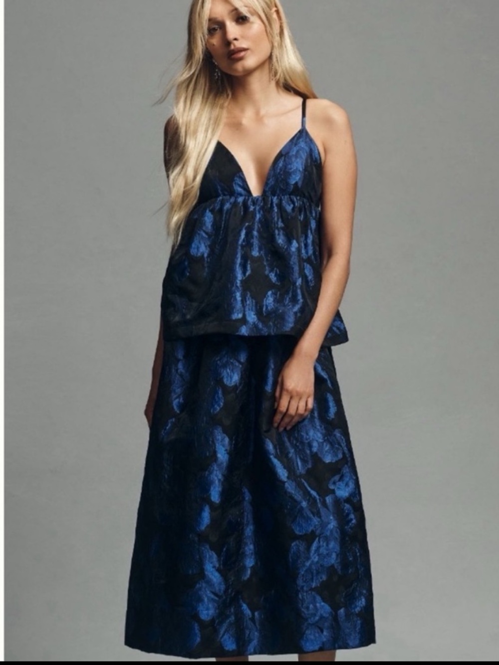 NWT Anthropologie Sleeveless Open-Back Jacquard floral print Midi Dress, size M
